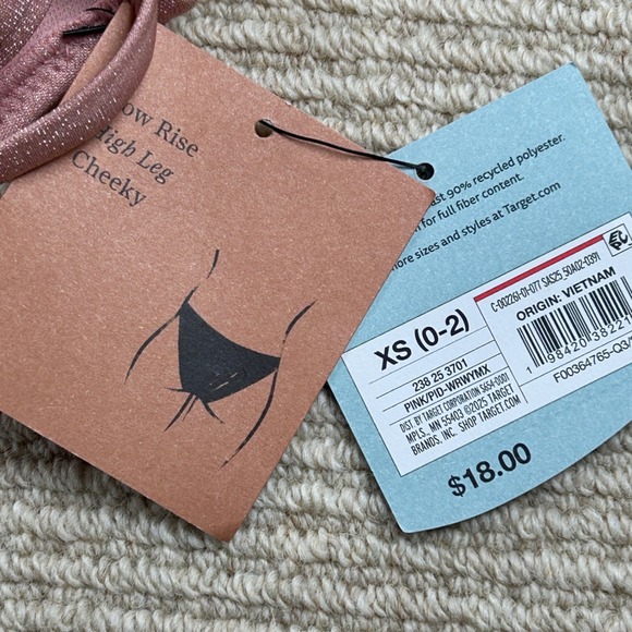 NWT Shade & Shore Bikini Set Womens S XS Pink Shimmer Metallic Glam Coquette - Picture 4 of 7